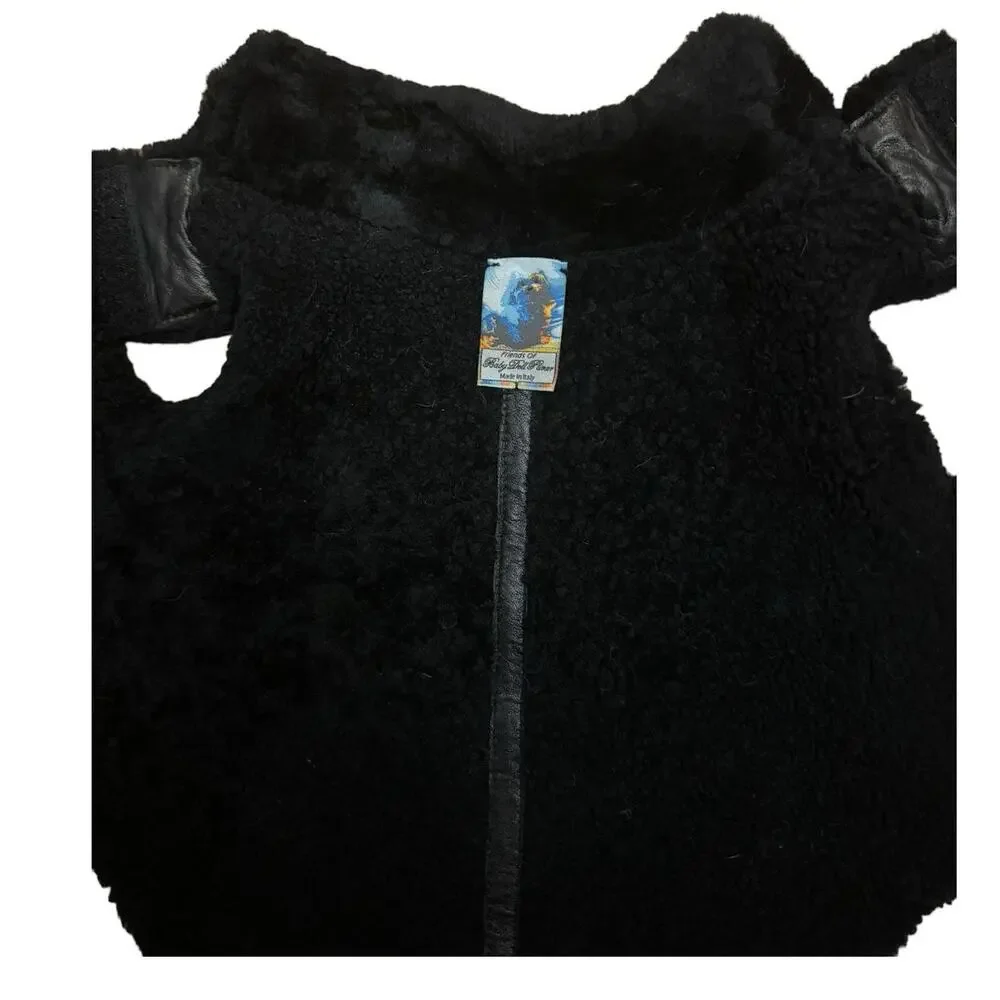 Donald Pliner Friends of baby Doll Pliner suede black sherpa dog coat size M